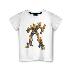Детская футболка хлопок с принтом Bumblebee в Тюмени, 100% хлопок | круглый вырез горловины, полуприлегающий силуэт, длина до линии бедер | Тематика изображения на принте: bumble bee | bumblebee | трансформеры