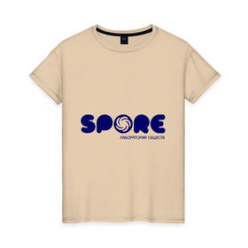 Женская футболка хлопок с принтом Spore в Тюмени, 100% хлопок | прямой крой, круглый вырез горловины, длина до линии бедер, слегка спущенное плечо | игра | игры | лаборатория существ | спор