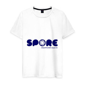Мужская футболка хлопок с принтом Spore в Тюмени, 100% хлопок | прямой крой, круглый вырез горловины, длина до линии бедер, слегка спущенное плечо. | Тематика изображения на принте: игра | игры | лаборатория существ | спор