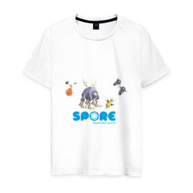 Мужская футболка хлопок с принтом Spore (3) в Тюмени, 100% хлопок | прямой крой, круглый вырез горловины, длина до линии бедер, слегка спущенное плечо. | игры | лаборатория существ | спор