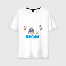 Женская футболка хлопок Oversize с принтом Spore (3) в Тюмени, 100% хлопок | свободный крой, круглый ворот, спущенный рукав, длина до линии бедер
 | игры | лаборатория существ | спор