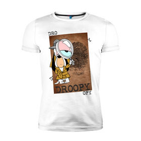 Мужская футболка премиум с принтом Droopy в Тюмени, 92% хлопок, 8% лайкра | приталенный силуэт, круглый вырез ворота, длина до линии бедра, короткий рукав | droopy | друпи