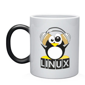 Кружка хамелеон с принтом Linux в Тюмени, керамика | меняет цвет при нагревании, емкость 330 мл | пингвин