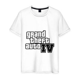 Мужская футболка хлопок с принтом Gta 4 в Тюмени, 100% хлопок | прямой крой, круглый вырез горловины, длина до линии бедер, слегка спущенное плечо. | 