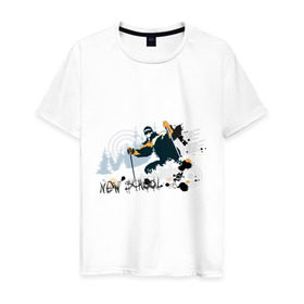 Мужская футболка хлопок с принтом Лыжник (1) в Тюмени, 100% хлопок | прямой крой, круглый вырез горловины, длина до линии бедер, слегка спущенное плечо. | 