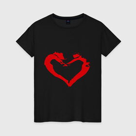 Женская футболка хлопок с принтом Он и она в Тюмени, 100% хлопок | прямой крой, круглый вырез горловины, длина до линии бедер, слегка спущенное плечо | валентинка | валентинов день | день влюбленных | день всех влюбленных | день святого валентина | сердечко | сердце