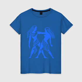 Женская футболка хлопок с принтом Близнецы (2) в Тюмени, 100% хлопок | прямой крой, круглый вырез горловины, длина до линии бедер, слегка спущенное плечо | zodiac | астрология | близнецы | гороскоп | знаки зодиака