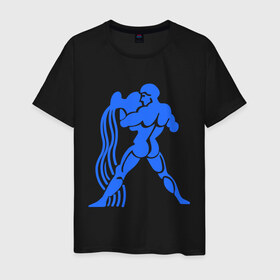 Мужская футболка хлопок с принтом Водолей (2) в Тюмени, 100% хлопок | прямой крой, круглый вырез горловины, длина до линии бедер, слегка спущенное плечо. | zodiac | водолей | гороскоп | знаки зодиака