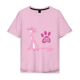Мужская футболка хлопок Oversize с принтом Розовая Пантера в Тюмени, 100% хлопок | свободный крой, круглый ворот, “спинка” длиннее передней части | Тематика изображения на принте: pink panther | розовая пантера