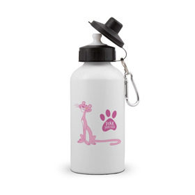 Бутылка спортивная с принтом Розовая Пантера в Тюмени, металл | емкость — 500 мл, в комплекте две пластиковые крышки и карабин для крепления | Тематика изображения на принте: pink panther | розовая пантера
