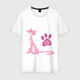 Мужская футболка хлопок с принтом Розовая Пантера в Тюмени, 100% хлопок | прямой крой, круглый вырез горловины, длина до линии бедер, слегка спущенное плечо. | Тематика изображения на принте: pink panther | розовая пантера