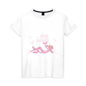 Женская футболка хлопок с принтом Pink panther в Тюмени, 100% хлопок | прямой крой, круглый вырез горловины, длина до линии бедер, слегка спущенное плечо | pink panther | розовая пантера