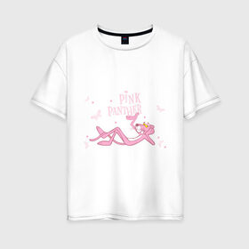 Женская футболка хлопок Oversize с принтом Pink panther в Тюмени, 100% хлопок | свободный крой, круглый ворот, спущенный рукав, длина до линии бедер
 | pink panther | розовая пантера