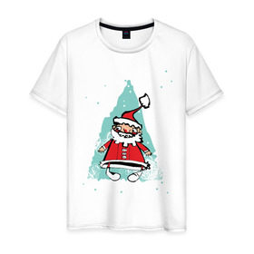 Мужская футболка хлопок с принтом Дед_мороз (3) в Тюмени, 100% хлопок | прямой крой, круглый вырез горловины, длина до линии бедер, слегка спущенное плечо. | 2012 | new year | дед | дед мороз | нг | новый 2012 | новый год | санта | санта клаус