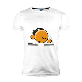 Мужская футболка премиум с принтом Смайл DJ в Тюмени, 92% хлопок, 8% лайкра | приталенный силуэт, круглый вырез ворота, длина до линии бедра, короткий рукав | deejay | dj | smile | диджей | смайл | смайлик | улыбка