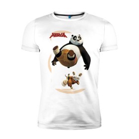 Мужская футболка премиум с принтом Kung Fu Panda 2 в Тюмени, 92% хлопок, 8% лайкра | приталенный силуэт, круглый вырез ворота, длина до линии бедра, короткий рукав | панда
