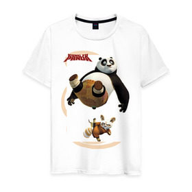 Мужская футболка хлопок с принтом Kung Fu Panda 2 в Тюмени, 100% хлопок | прямой крой, круглый вырез горловины, длина до линии бедер, слегка спущенное плечо. | панда