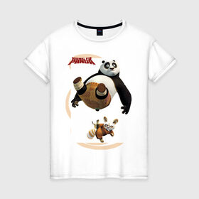 Женская футболка хлопок с принтом Kung Fu Panda 2 в Тюмени, 100% хлопок | прямой крой, круглый вырез горловины, длина до линии бедер, слегка спущенное плечо | панда
