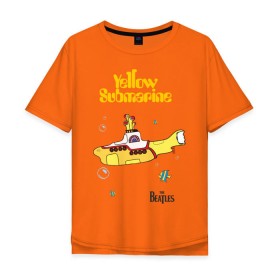 Мужская футболка хлопок Oversize с принтом Yellow submarine в Тюмени, 100% хлопок | свободный крой, круглый ворот, “спинка” длиннее передней части | beatles | rock | yellow submarine | битлз | желтая подводная лодка | рок