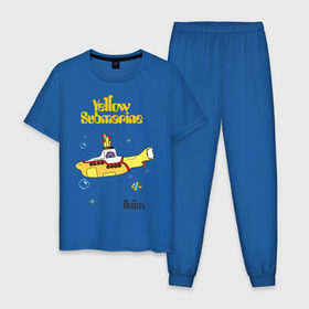 Мужская пижама хлопок с принтом Yellow submarine в Тюмени, 100% хлопок | брюки и футболка прямого кроя, без карманов, на брюках мягкая резинка на поясе и по низу штанин
 | Тематика изображения на принте: beatles | rock | yellow submarine | битлз | желтая подводная лодка | рок