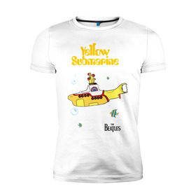 Мужская футболка премиум с принтом Yellow submarine в Тюмени, 92% хлопок, 8% лайкра | приталенный силуэт, круглый вырез ворота, длина до линии бедра, короткий рукав | beatles | rock | yellow submarine | битлз | желтая подводная лодка | рок