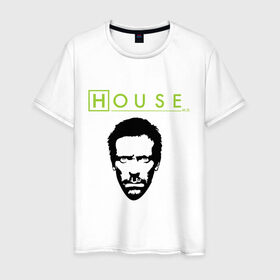 Мужская футболка хлопок с принтом Доктор Хаус в Тюмени, 100% хлопок | прямой крой, круглый вырез горловины, длина до линии бедер, слегка спущенное плечо. | everybody lies | haus | house | все лгут | доктор | хауз | хаус | хью лори