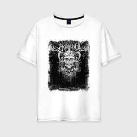Женская футболка хлопок Oversize с принтом Dethklok (1) в Тюмени, 100% хлопок | свободный крой, круглый ворот, спущенный рукав, длина до линии бедер
 | heavy metal | metal | rock | trash metal | квартет | метал | рок | рок группа | рок группы | трэш метал | хеви метал