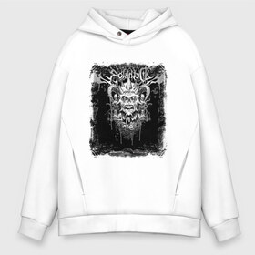 Мужское худи Oversize хлопок с принтом Dethklok (1) в Тюмени, френч-терри — 70% хлопок, 30% полиэстер. Мягкий теплый начес внутри —100% хлопок | боковые карманы, эластичные манжеты и нижняя кромка, капюшон на магнитной кнопке | heavy metal | metal | rock | trash metal | квартет | метал | рок | рок группа | рок группы | трэш метал | хеви метал