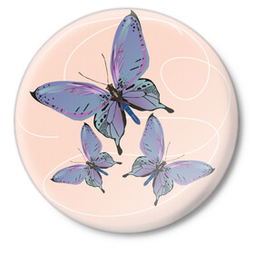 Значок с принтом Бабочки в Тюмени,  металл | круглая форма, металлическая застежка в виде булавки | Тематика изображения на принте: 