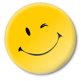 Значок с принтом Смайлик (2) в Тюмени,  металл | круглая форма, металлическая застежка в виде булавки | smile | рожица | смайл | смайлик | улыбка