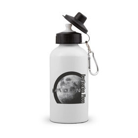 Бутылка спортивная с принтом MOON (Destination Moon) в Тюмени, металл | емкость — 500 мл, в комплекте две пластиковые крышки и карабин для крепления | destination moon | moon | луна | назначение луны | стутник земли