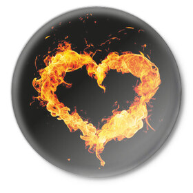 Значок с принтом Огненое сердце в Тюмени,  металл | круглая форма, металлическая застежка в виде булавки | Тематика изображения на принте: 