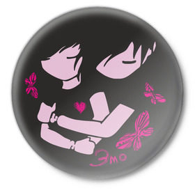 Значок с принтом Эмо (8) в Тюмени,  металл | круглая форма, металлическая застежка в виде булавки | emo | черно розовый | черный с розовым | эмо | эмобой
