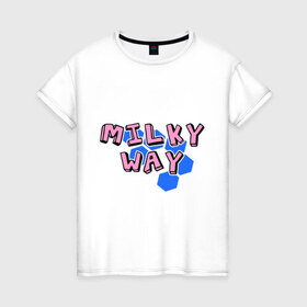 Женская футболка хлопок с принтом Milky way в Тюмени, 100% хлопок | прямой крой, круглый вырез горловины, длина до линии бедер, слегка спущенное плечо | dance | milkyway | tecktonick | tektonic | tektonik | клуб | танцевать | тектоник | тиктоник