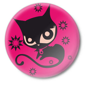 Значок с принтом Doom kitty (1) в Тюмени,  металл | круглая форма, металлическая застежка в виде булавки | Тематика изображения на принте: cat | kiti | kittie | kitty | кот | котэ | кошка