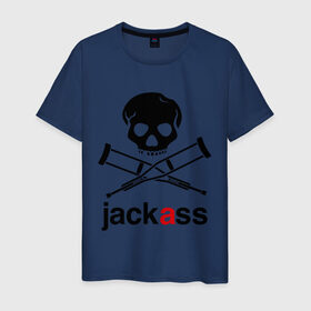 Мужская футболка хлопок с принтом Jackass (Чудаки) в Тюмени, 100% хлопок | прямой крой, круглый вырез горловины, длина до линии бедер, слегка спущенное плечо. | Тематика изображения на принте: jackas | придурки | чудаки