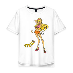 Мужская футболка хлопок Oversize с принтом winX stella в Тюмени, 100% хлопок | свободный крой, круглый ворот, “спинка” длиннее передней части | stella | winx | винкс | стелла