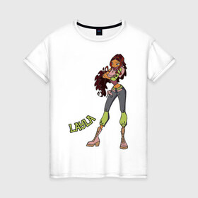 Женская футболка хлопок с принтом winX layla в Тюмени, 100% хлопок | прямой крой, круглый вырез горловины, длина до линии бедер, слегка спущенное плечо | winx | девочкам