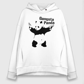 Женское худи Oversize хлопок с принтом Gangsta Panda в Тюмени, френч-терри — 70% хлопок, 30% полиэстер. Мягкий теплый начес внутри —100% хлопок | боковые карманы, эластичные манжеты и нижняя кромка, капюшон на магнитной кнопке | панда