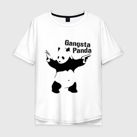 Мужская футболка хлопок Oversize с принтом Gangsta Panda в Тюмени, 100% хлопок | свободный крой, круглый ворот, “спинка” длиннее передней части | Тематика изображения на принте: панда