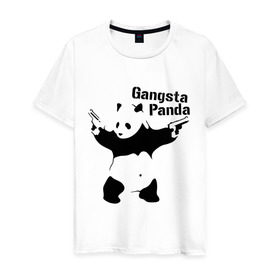 Мужская футболка хлопок с принтом Gangsta Panda в Тюмени, 100% хлопок | прямой крой, круглый вырез горловины, длина до линии бедер, слегка спущенное плечо. | панда