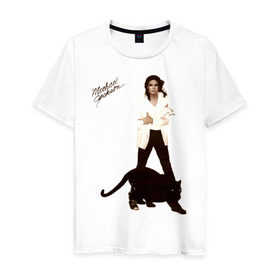 Мужская футболка хлопок с принтом Michael Jackson (2) в Тюмени, 100% хлопок | прямой крой, круглый вырез горловины, длина до линии бедер, слегка спущенное плечо. | jackson | michael | mj | pop | джексон | майкл | майкл джексон | поп