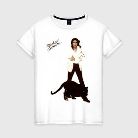 Женская футболка хлопок с принтом Michael Jackson (2) в Тюмени, 100% хлопок | прямой крой, круглый вырез горловины, длина до линии бедер, слегка спущенное плечо | jackson | michael | mj | pop | джексон | майкл | майкл джексон | поп