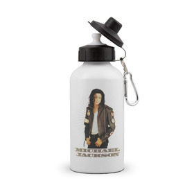 Бутылка спортивная с принтом Michael Jackson (4) в Тюмени, металл | емкость — 500 мл, в комплекте две пластиковые крышки и карабин для крепления | jackson | michael | mj | pop | джексон | майкл | майкл джексон | поп