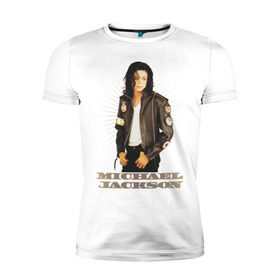 Мужская футболка премиум с принтом Michael Jackson (4) в Тюмени, 92% хлопок, 8% лайкра | приталенный силуэт, круглый вырез ворота, длина до линии бедра, короткий рукав | jackson | michael | mj | pop | джексон | майкл | майкл джексон | поп
