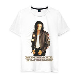 Мужская футболка хлопок с принтом Michael Jackson (4) в Тюмени, 100% хлопок | прямой крой, круглый вырез горловины, длина до линии бедер, слегка спущенное плечо. | jackson | michael | mj | pop | джексон | майкл | майкл джексон | поп