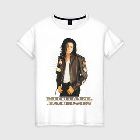 Женская футболка хлопок с принтом Michael Jackson (4) в Тюмени, 100% хлопок | прямой крой, круглый вырез горловины, длина до линии бедер, слегка спущенное плечо | jackson | michael | mj | pop | джексон | майкл | майкл джексон | поп