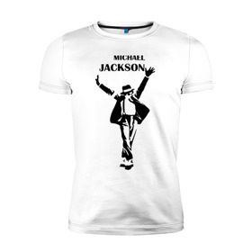 Мужская футболка премиум с принтом Michael Jackson (3) в Тюмени, 92% хлопок, 8% лайкра | приталенный силуэт, круглый вырез ворота, длина до линии бедра, короткий рукав | Тематика изображения на принте: 