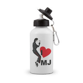 Бутылка спортивная с принтом I love Michael Jackson (1) в Тюмени, металл | емкость — 500 мл, в комплекте две пластиковые крышки и карабин для крепления | jackson | michael | mj | pop | джексон | майкл | майкл джексон | поп