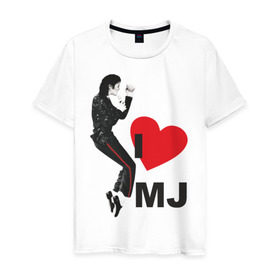 Мужская футболка хлопок с принтом I love Michael Jackson (1) в Тюмени, 100% хлопок | прямой крой, круглый вырез горловины, длина до линии бедер, слегка спущенное плечо. | Тематика изображения на принте: jackson | michael | mj | pop | джексон | майкл | майкл джексон | поп